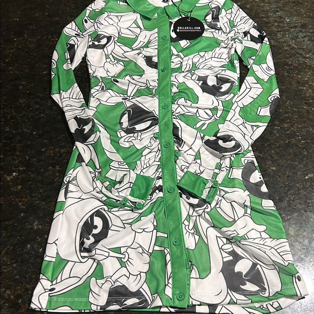 NWT Dolls kill Looney Tunes Marvin the Martian print dress